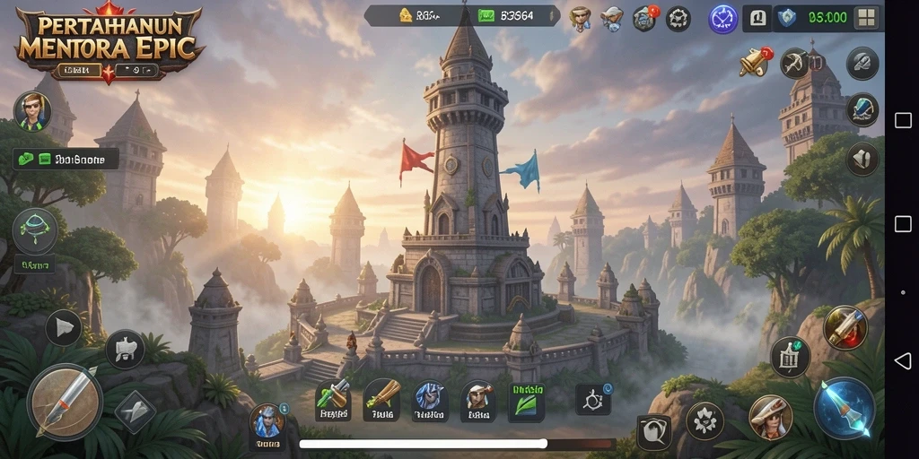 Tampilan menarik dari gameplay Tower Defense di 8364.