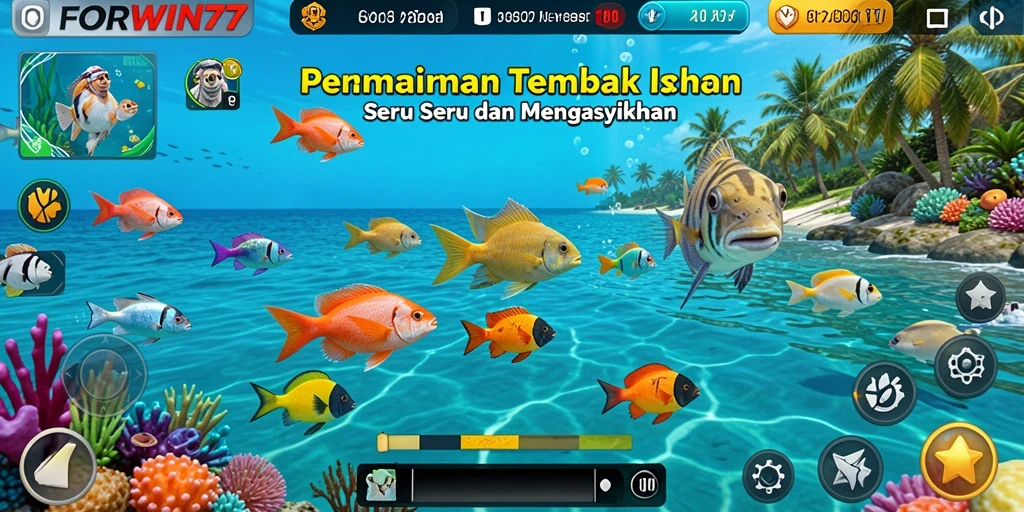 Screenshot FORWIN77 menampilkan aksi seru di dunia Tembak Ikan.