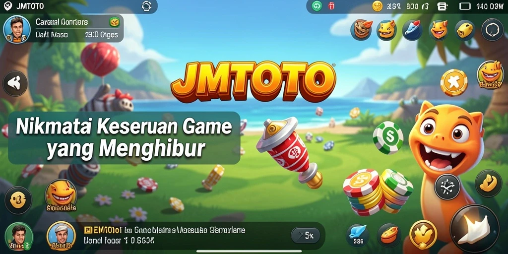 Screenshot gameplay JMTOTO dengan karakter lucu dan grafis cerah.
