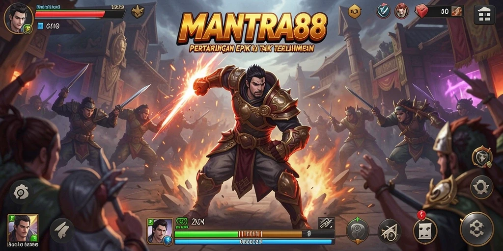 Tampilan gameplay MANTRA88 menampilkan pertarungan yang mendebarkan dan dinamis.