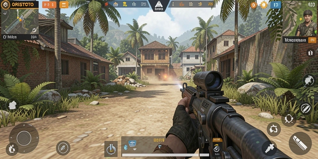 Gameplay seru dalam ORISTOTO dengan aksi tembak-menembak yang mendebarkan.