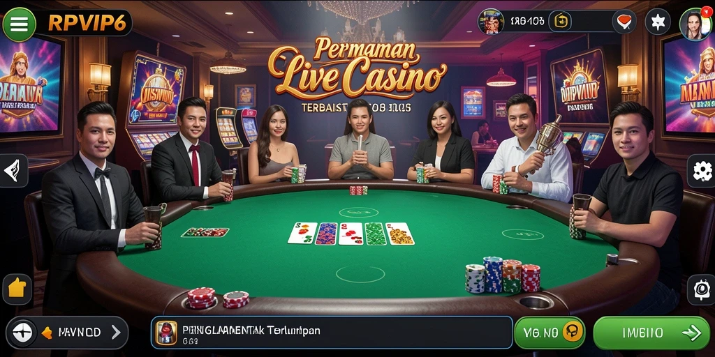 Tampilan gameplay Live Casino yang mendebarkan dan interaktif di RPVIP6.