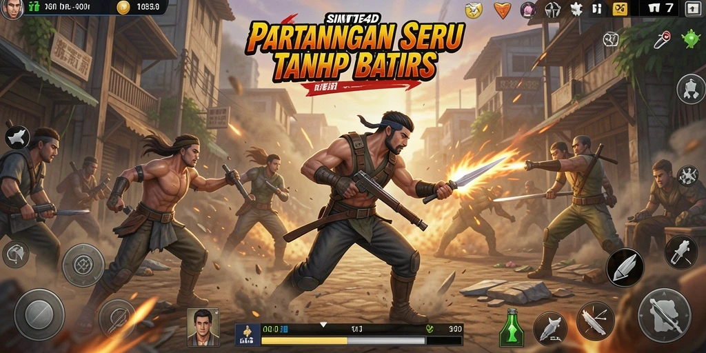 Tangkapan layar utama SINTE4D dengan aksi pertarungan yang intens.
