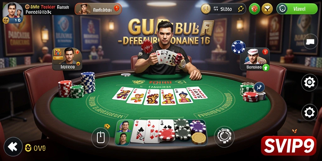 Tampilan seru gameplay Poker dalam SVIP9 yang menegangkan.