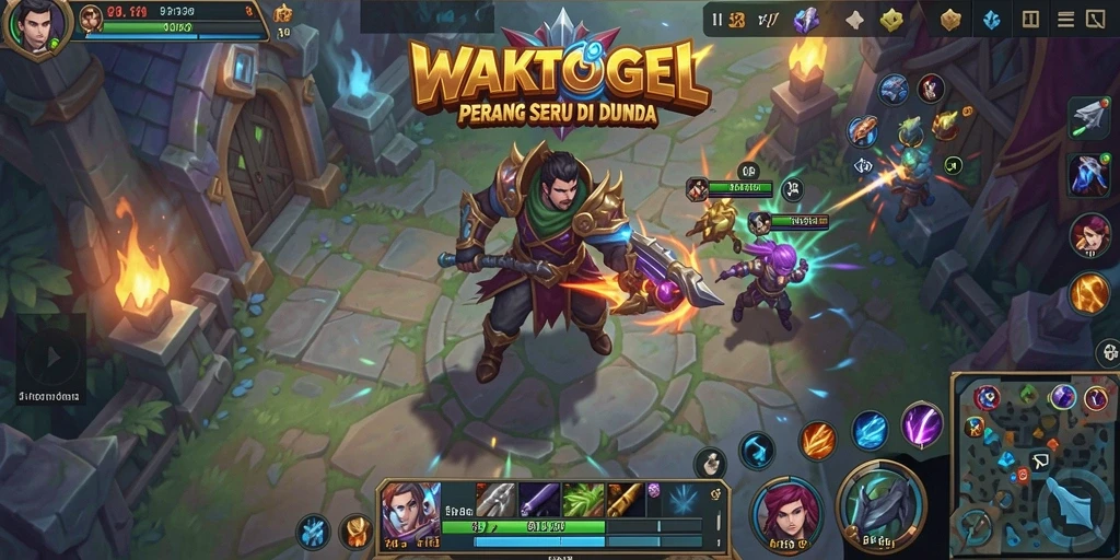 Screenshot menampilkan aksi pertempuran seru dalam WAKTOGEL.