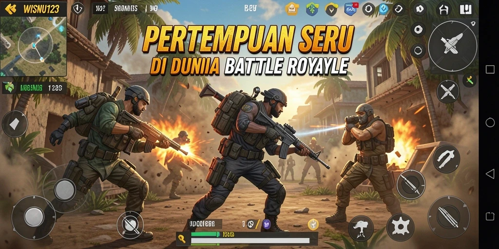 Screenshot gameplay WISNU123 yang menunjukkan aksi seru di arena pertempuran.